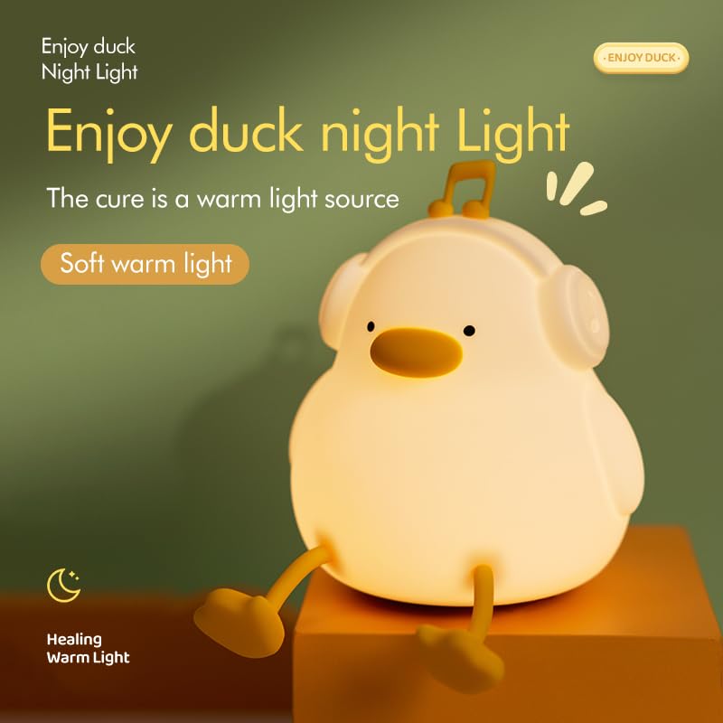 Atsuinightlight ATSUI Night Light for Kids, Squishy Duck Design, 3 Level Dimmable, Silicone Construction 0 Count 4.09 Inches White