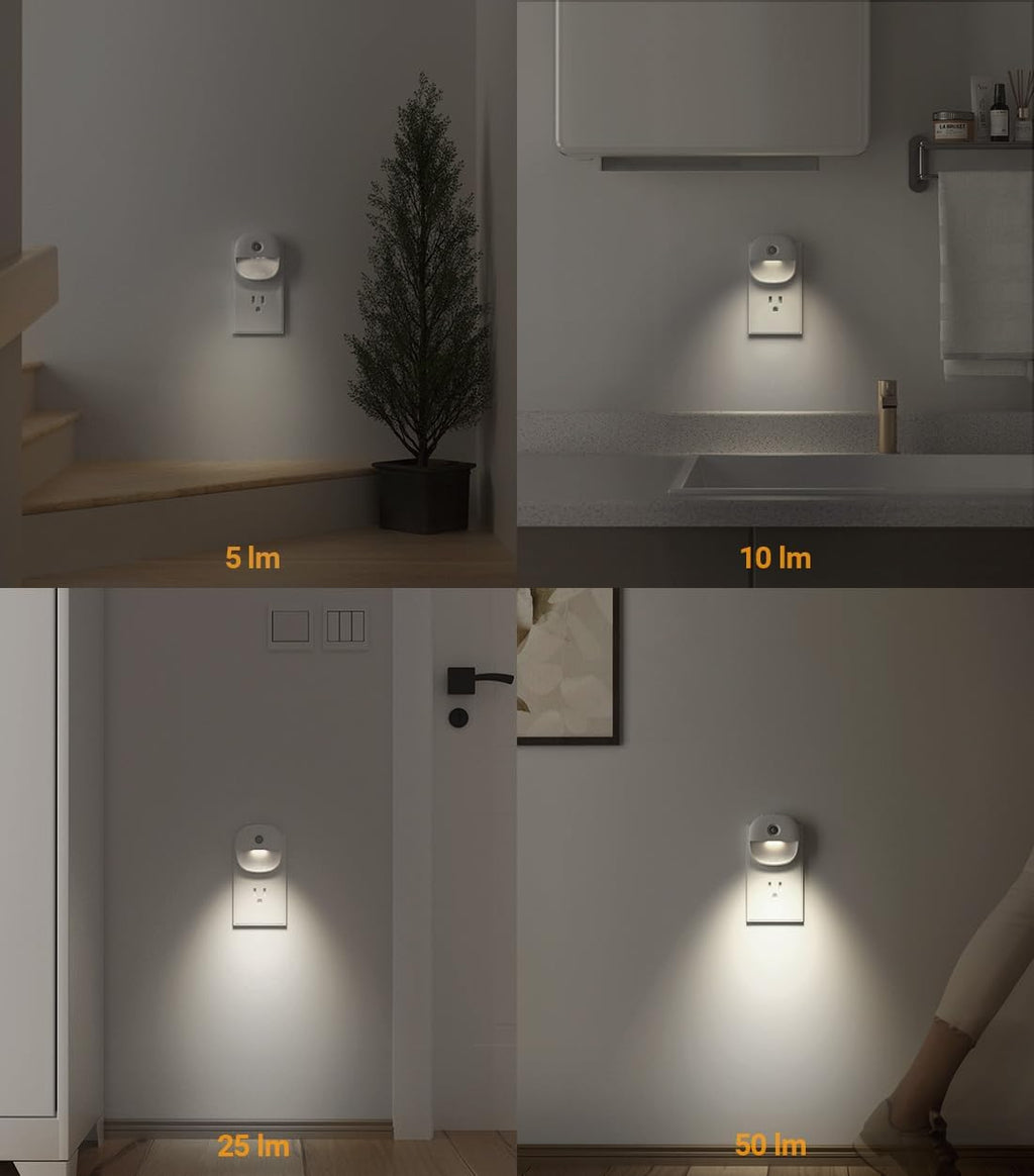 Lyridz Plug in Night Light with Motion Sensor and Dusk to Dawn Sensor, Dimmable Cool White Nightlight with 1-50lm Adjustable Brightness…