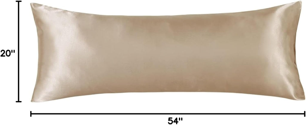 Lcbd Satin Body Pillow Case for Hair and Skin, Taupe Silk Satin Body Pillowcase Cover, 20x54 Body Cooling Pillow Cover with Envelope Closur…