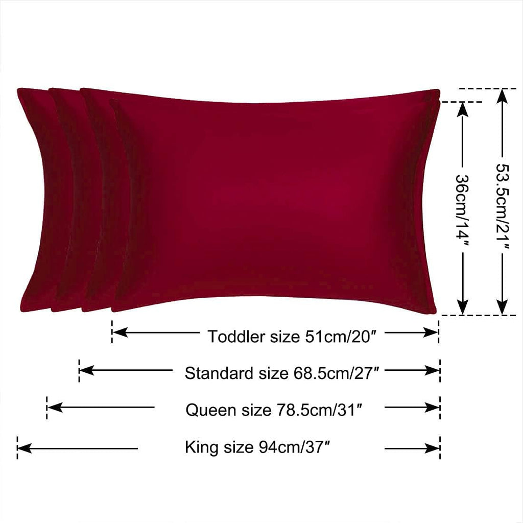 uxcell Standard Satin Pillowcase with Zipper, Super Soft and Luxury, Silky Pillow Cases Covers Set of 2, 21"x27", Red