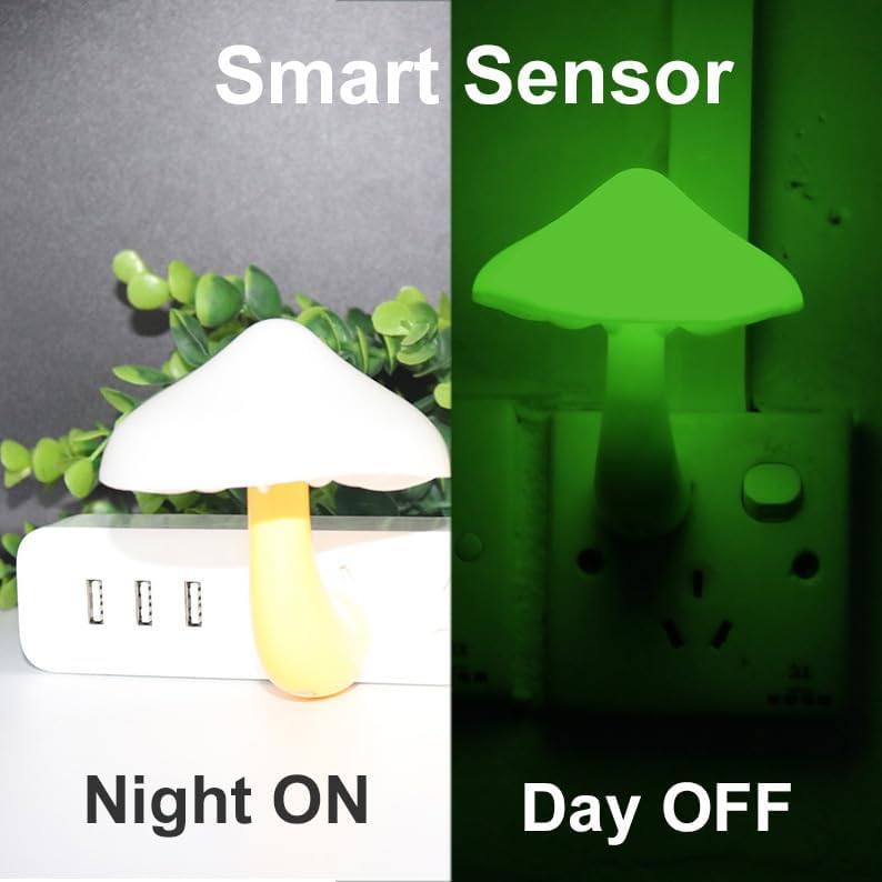 AUSAYE 3 Pack Sensor LED Night Light Plug in Lamp Mushroom Night Light for Adults Kids NightLight…