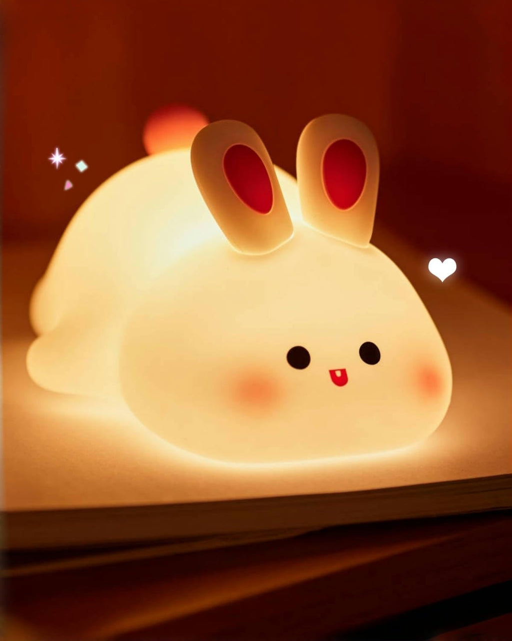 Big Face Rabbit Silicone Night Light, Squishy Bunny Lamp with Touch Control, 30-Min Timer, Rechargeable Kids Night Light for Bedroom…