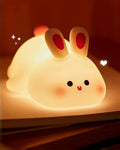 Big Face Rabbit Silicone Night Light, Squishy Bunny Lamp with Touch Control, 30-Min Timer, Rechargeable Kids Night Light for Bedroom…