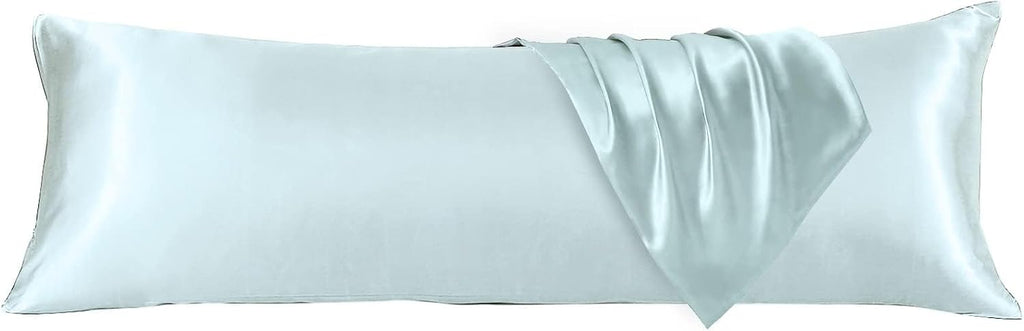 Huxmeyson Body Pillow with Satin Pillowcase, Body Pillow for Adults, Removable Cover, Ice Blue (20"x54") Blue