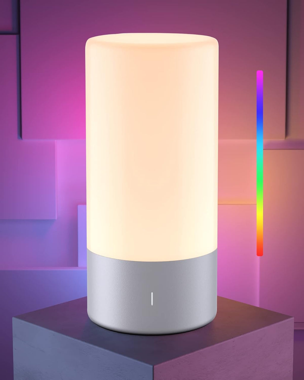 ROOTRO Table Lamp, [Advanced] Bedside Touch Control Lamp for Bedroom 3 Level Dimmable Warm White Lights with 256 RGB Color Mode Modern…