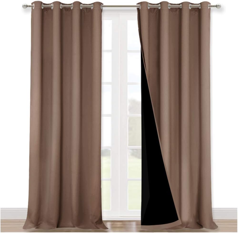 Nicetown 100% Blackout Blinds, Set of 2, 46" x 96", Cappuccino, Laundry Room Decor Window Treatment Curtains for Large Patio Sliding Door,…
