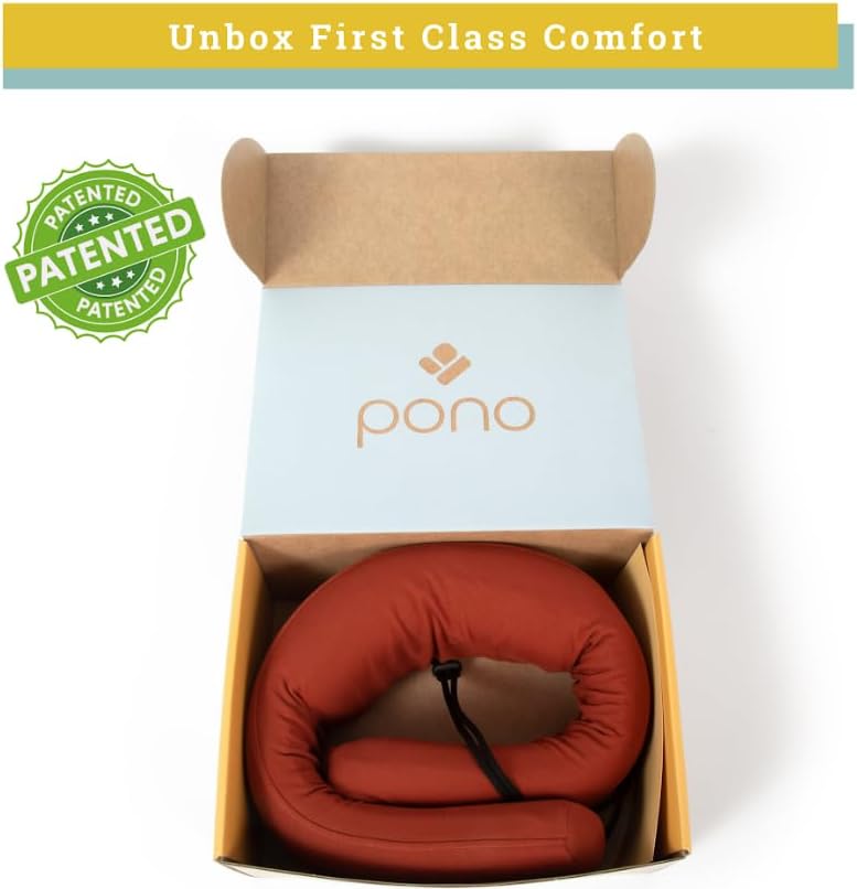Pono Neck Cradle Travel Pillow (Patented): Memory Foam, Ergonomic 360° Adjustable Support, Prevents Head Nods. Infinity Shape Fits All…