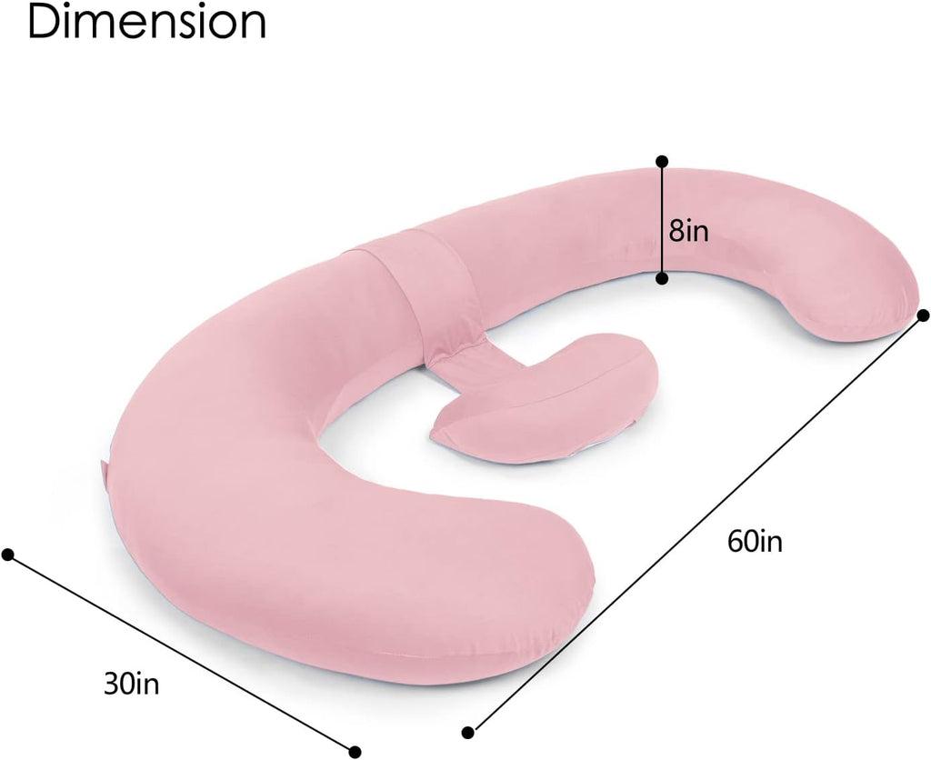 Queenrose QUEEN ROSE Cooling Pregnancy Pillows, E Shaped Maternity Pillow for Sleeping, with Extra Wedge Pillow for Belly Support, 60 Inch…