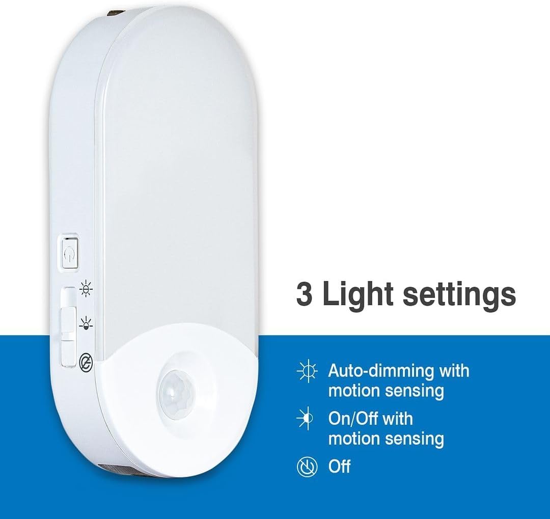 Camelion 3-Pack 4-in-1 Plug-in Power Failure Night Light, Motion and Light Sensor, Rechargeable Emergency Flashlight, Power Outage Light…