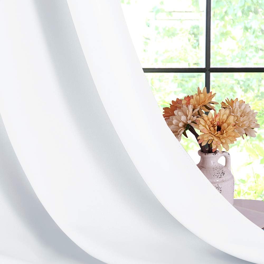 NICETOWN White Curtains for Living Room, Set of 2, W34 x L60, Thermal Insulated Window Treatment 50% Light Blocking Solid Grommet Top for…
