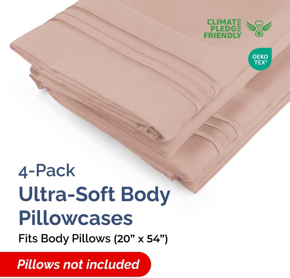 Body Pillowcases Set of 4-20x54 Long Body Pillow Case - Soft Body Pillow Cover for Sleeping & Side Sleepers - Comfy, Cozy Breathable &…