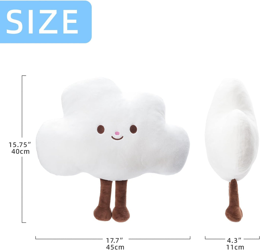 WEIGEDU Cloud Stuffed Animal Plush Toy Cute White Sky Pillow with Legs Soft Weather Theme Gift for Kids Baby Nursery Decor 12 Inch