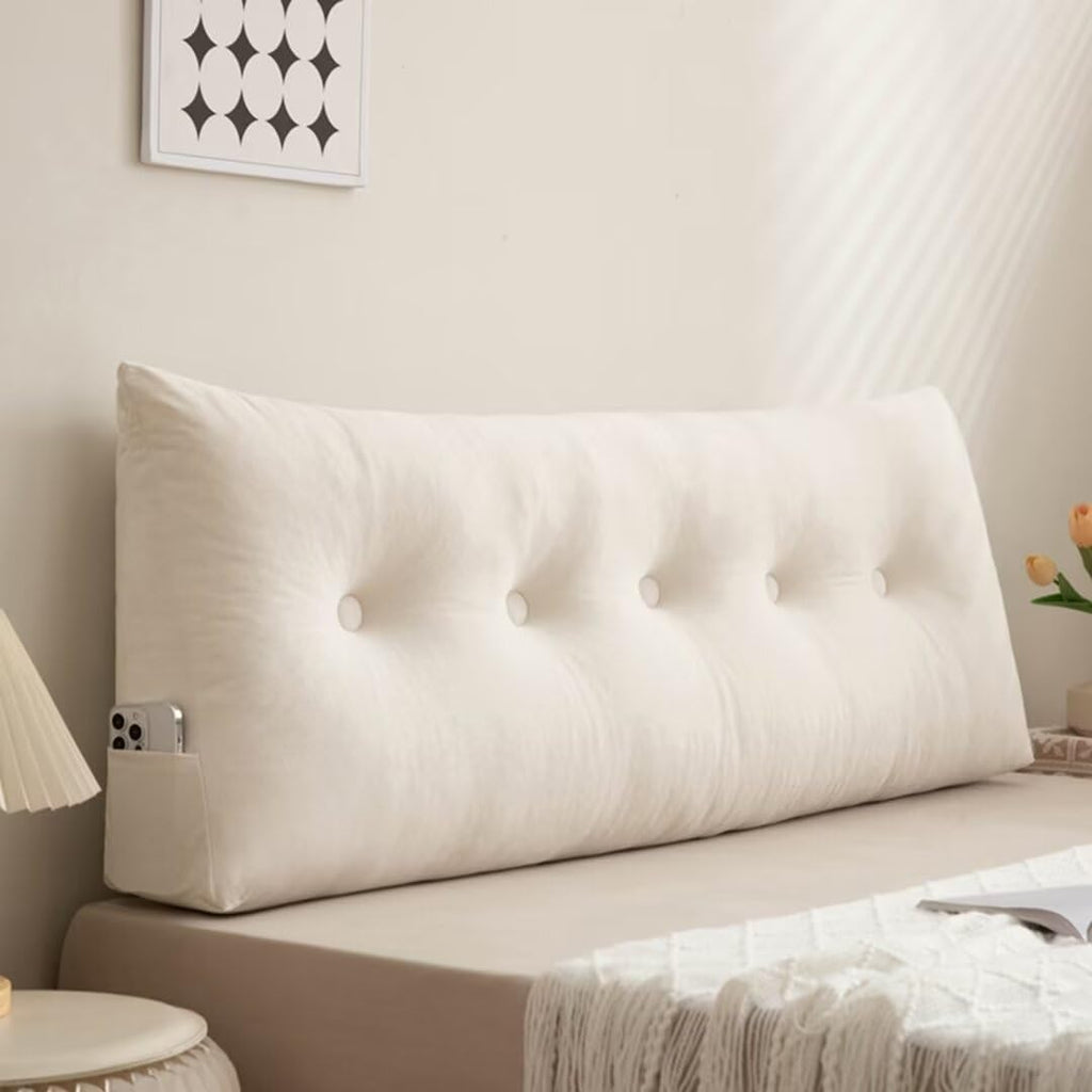 Headboard Wedge Pillows Twin XL Beige Large Dorm Bed Bolster Cushion for Headboard Plush Daybed Pillow for Rest Bolster Bunk Bed,39 * 4.7…