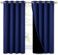 Nicetown 100% Blackout Curtains with Black Liners, Thermal Insulated 2-Layer Lined Drapes, Energy Efficiency Small Window Draperies for Din…