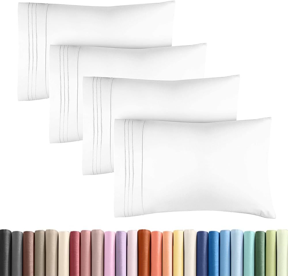 Standard Pillow Cases Set of 4 - Ultra Soft Hotel Quality Pillowcase Covers - Comfy Cozy Bedding for Women, Men, Kids & Teens - Machine…
