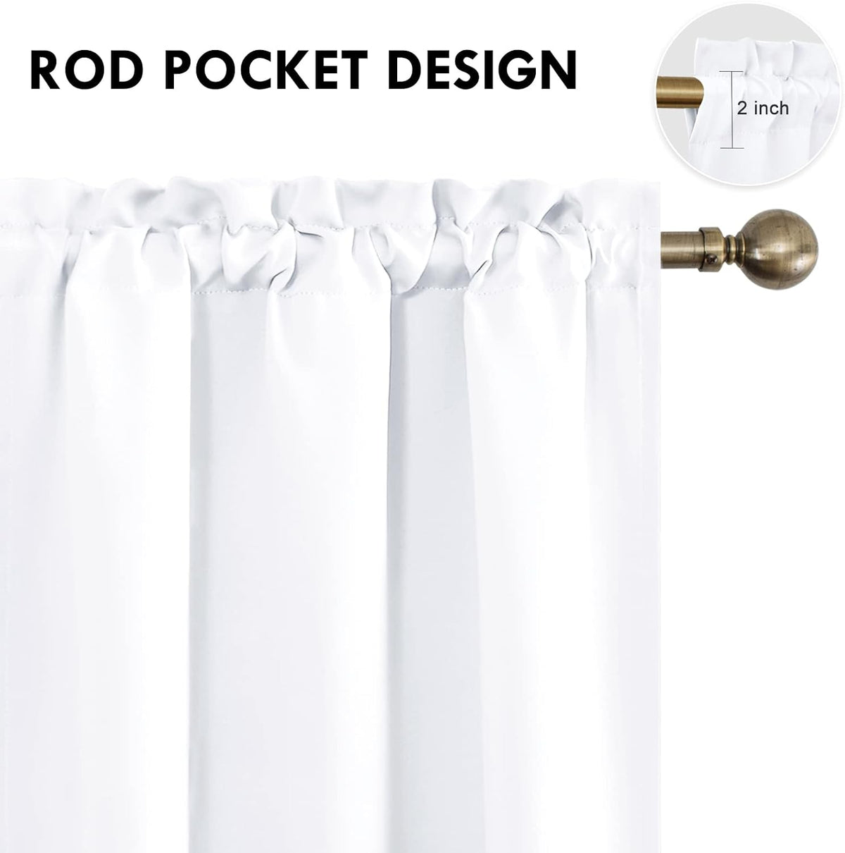 DWCN White Curtains for Living Room Thermal Insulated, 50% Light Blocking Curtains for Bedroom, Dining Room Window, W 42x L 36 Inch, Set…