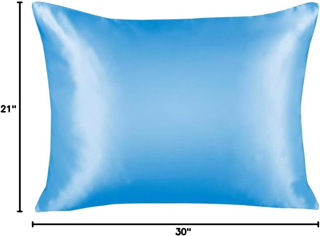 BLISSFORD Luxury Satin Pillowcase for Hair – Queen Satin Pillowcase with Zipper, Jewel Blue (Pillowcase Set of 2)