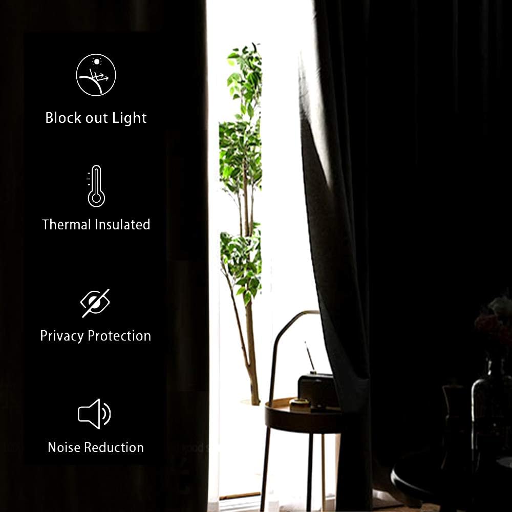 Jiuzhen Blackout Curtains for Bedroom - Thermal Insulated Room Darkening Noise Reducing, 52 x 84 Inch Length Curtains for Living Room, Set…