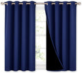 Nicetown 100% Blackout Curtains with Black Liners, Thermal Insulated 2-Layer Lined Drapes, Energy Efficiency Small Window Draperies for Din…