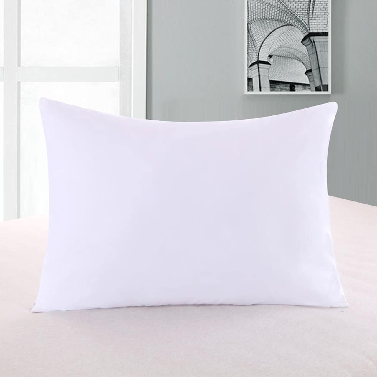 2 Pillow Protectors, Zippered Hypoallergenic Down Proof Pillow Covers, 600 Thread-Count - 100 % Cotton Pillow Protector, White, King Size