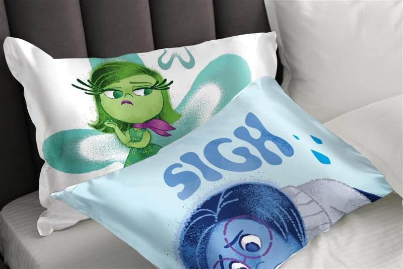JayFranco Disney Pixar Inside Out Sadness Satin Pillowcase - Standard Size 20x30 Inch Silky Soft Blue Pillow Cover 30 inch Blue