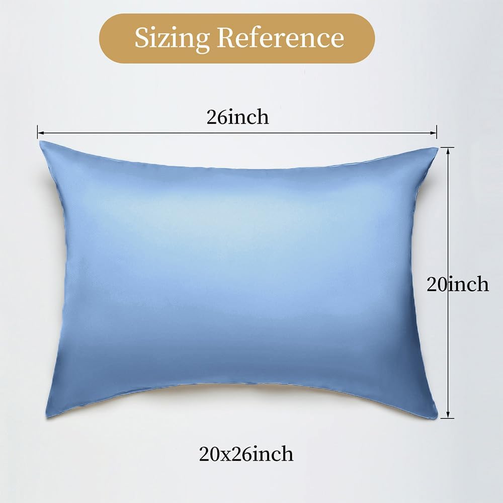 Mulberry Silk Pillowcase for Hair and Skin Standard Size 20"X 26" with Hidden Zipper, Softer Than Silk Pillow Cases Queen Smooth Cooling…