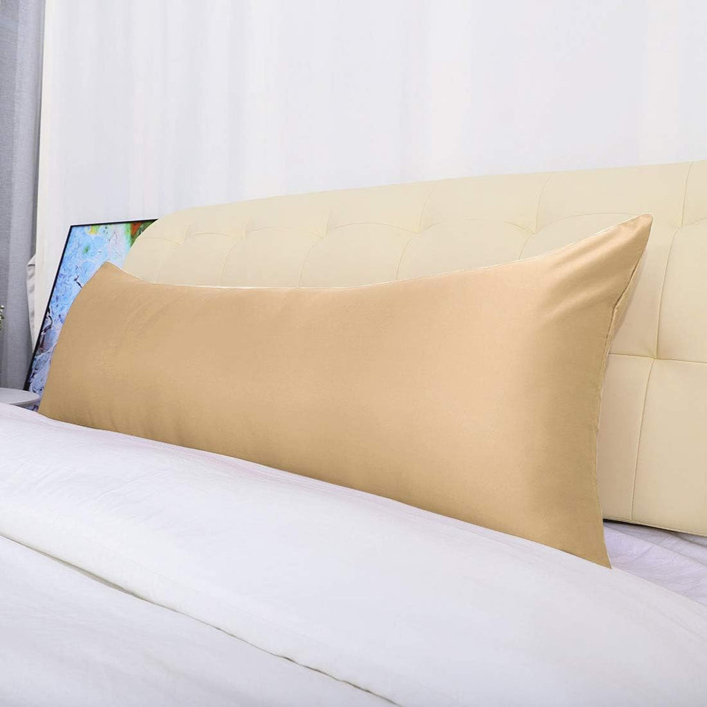 uxcell Body Pillow Cover, 20x60 Inch Gold Silky Satin Body Pillowcases for Hair and Skin, Soft Cooling Smooth Pillow Case with Envelope…