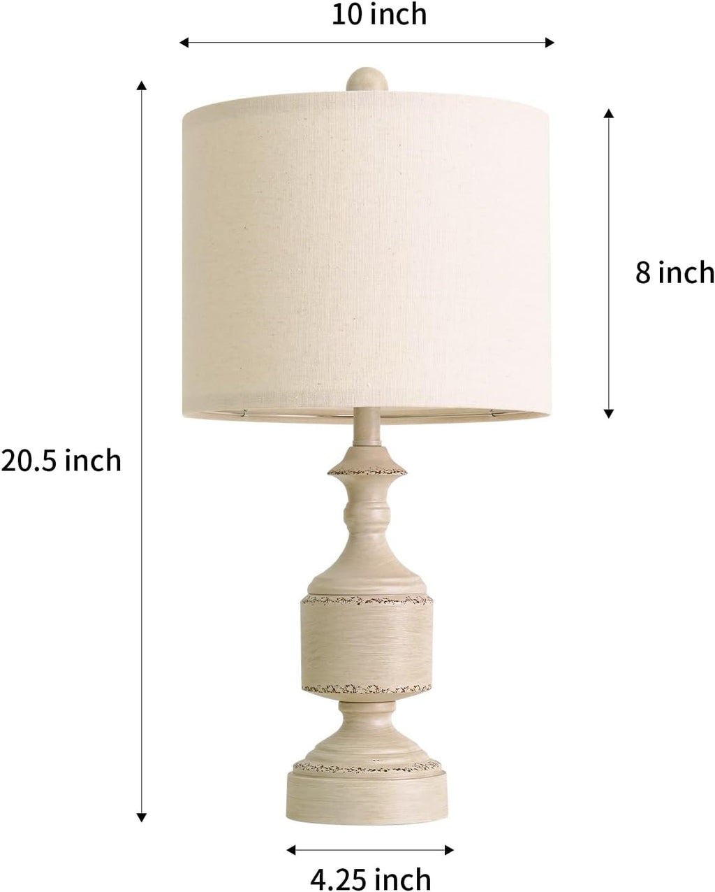 Bobomomo White Lamps Set of 2-20.5" Antique White Bedside Lamps for Nightstand, Vintage Farmhouse Lamps for Entryway & Guest Room, Ideal fo…