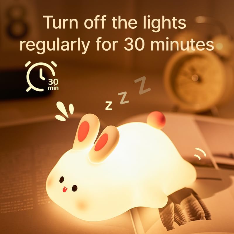 Squishy Bunny Night Light, Cute Easter Rabbit, Bunny Lamp, Led Big Face Rabbit Decor, Novelty Gifts, Dimmable Rechargeable Light up…