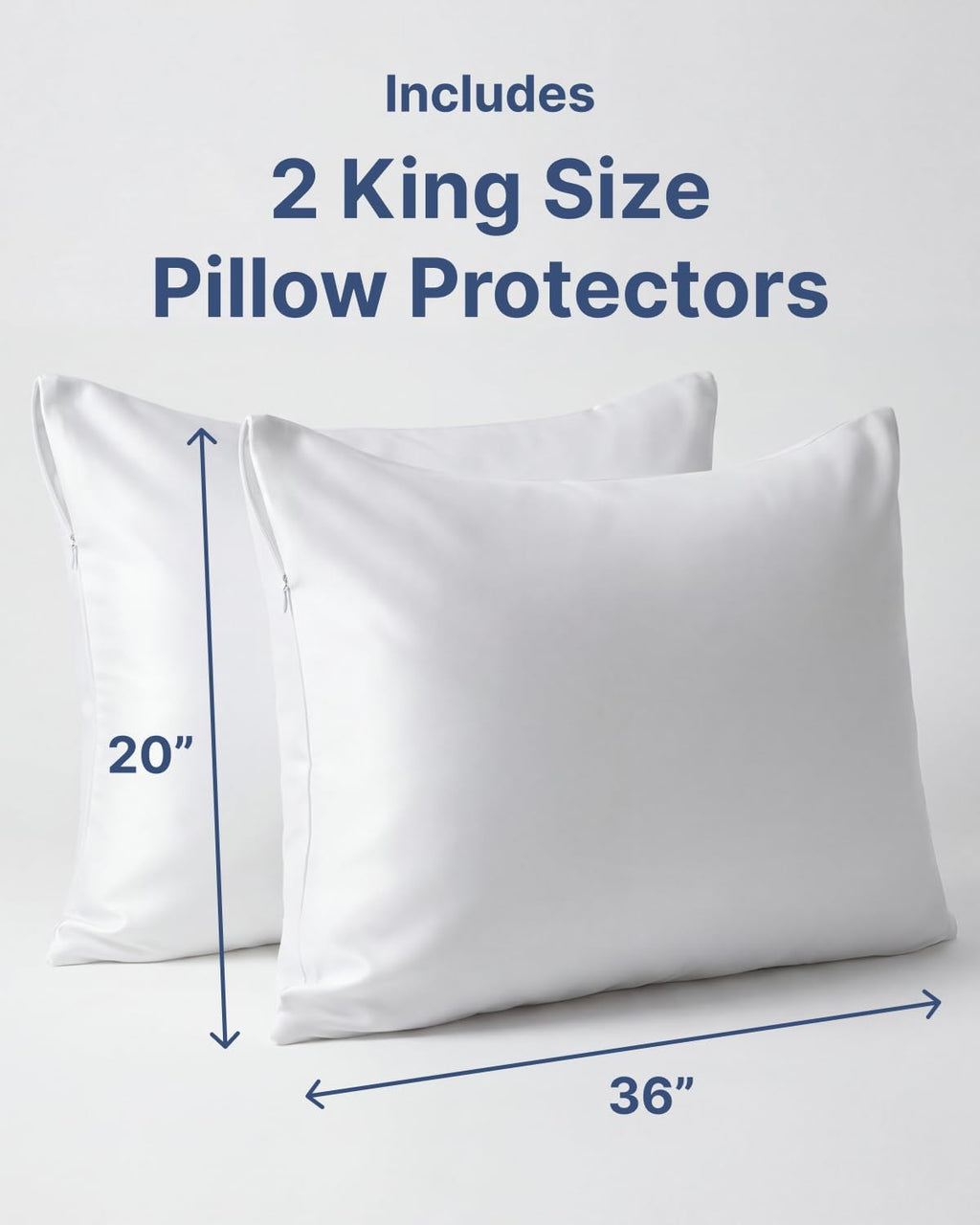 Set of 2 Pillow Protectors with Zipper - King Size - Bed Bug and Dust Mite Proof Pillow Covers - Noiseless, Moisture Wicking & Waterproof…