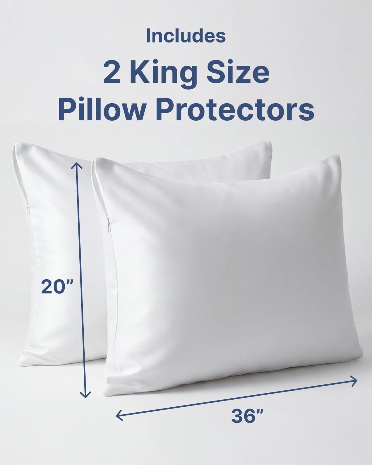 Set of 2 Pillow Protectors with Zipper - King Size - Bed Bug and Dust Mite Proof Pillow Covers - Noiseless, Moisture Wicking & Waterproof…