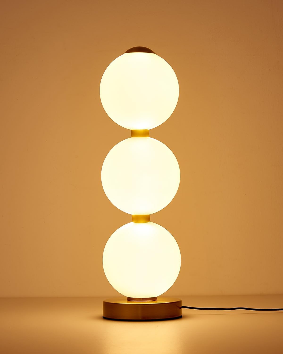 LED Table Lamp, 3 Color Temperature & Stepless Dimmable Modern 3-Ball Acrylic Plug-in Decorative Desk Nightstand Lamp, Bedside Light with…