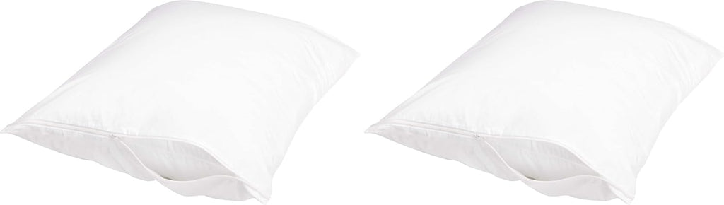 Amazon Basics Standard Breathable 100% Cotton Hypoallergenic Pillow Protector with Zipper, Machine Washable, White, 27 x 21 Inches…