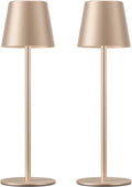Kakanuo Champagne Gold Cordless Table Lamp Rechargeable - 2 Pack Battery Operated Lamp for Counter, 3 Color Stepless Dimming Wireless…