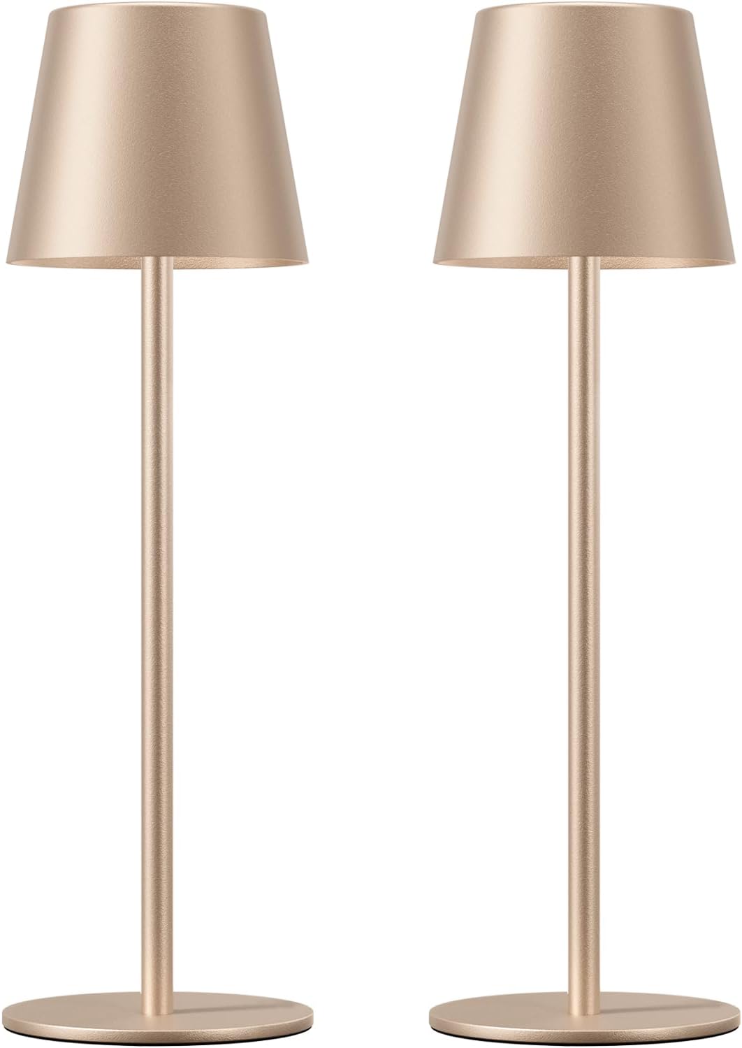 Kakanuo Champagne Gold Cordless Table Lamp Rechargeable - 2 Pack Battery Operated Lamp for Counter, 3 Color Stepless Dimming Wireless…