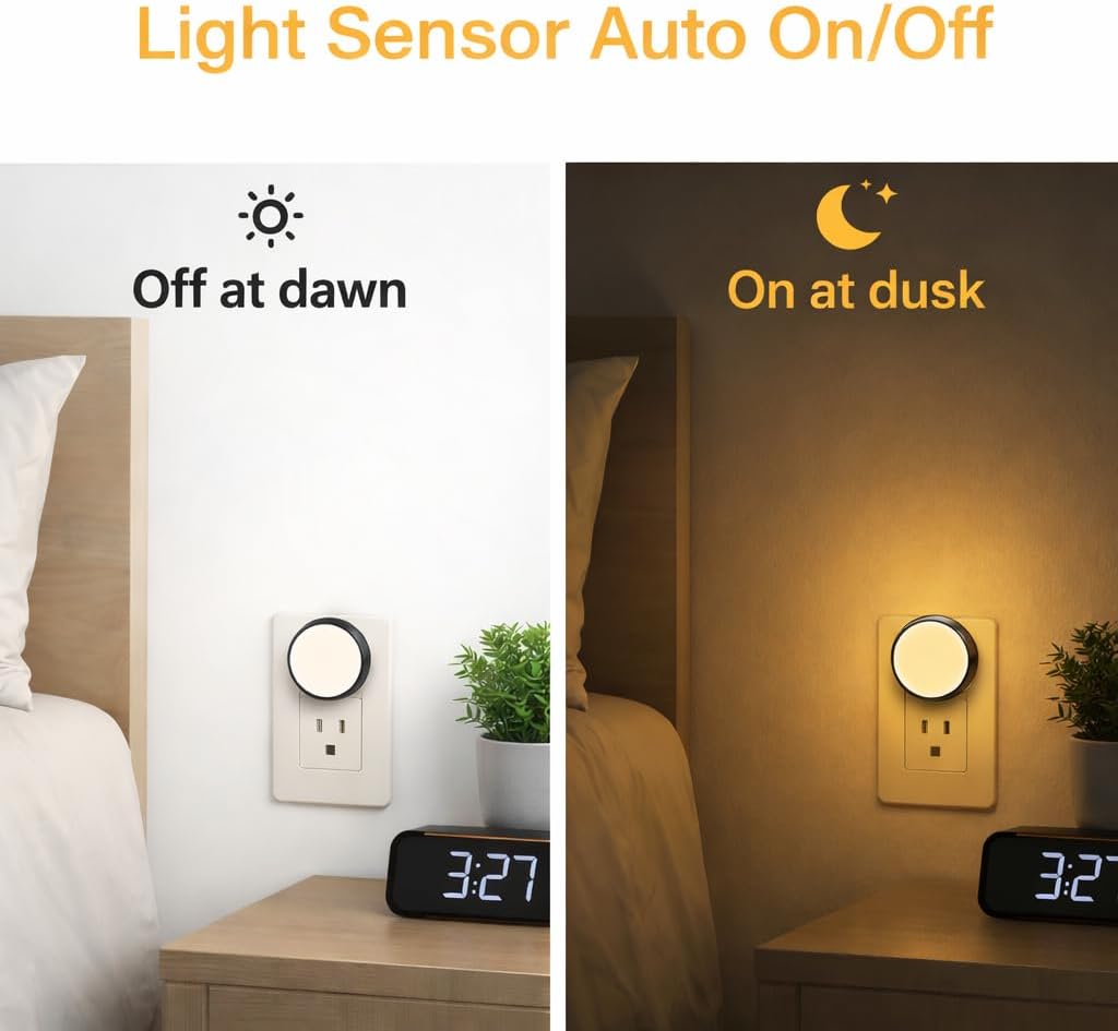 Night Lights Plug into Wall, Night Light 2 Pack, Plug in Night Light, LED Night Light for Kids, Auto-On/Off for Adults Bathroom, Hallway…