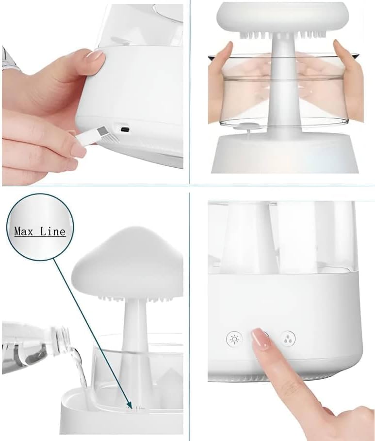 Colorlife Rain Cloud Mushroom Humidifier Lamp – Soothing Waterfall Night Light with Rain Sounds, & Relaxation Desk Lamp, Ideal Gi…