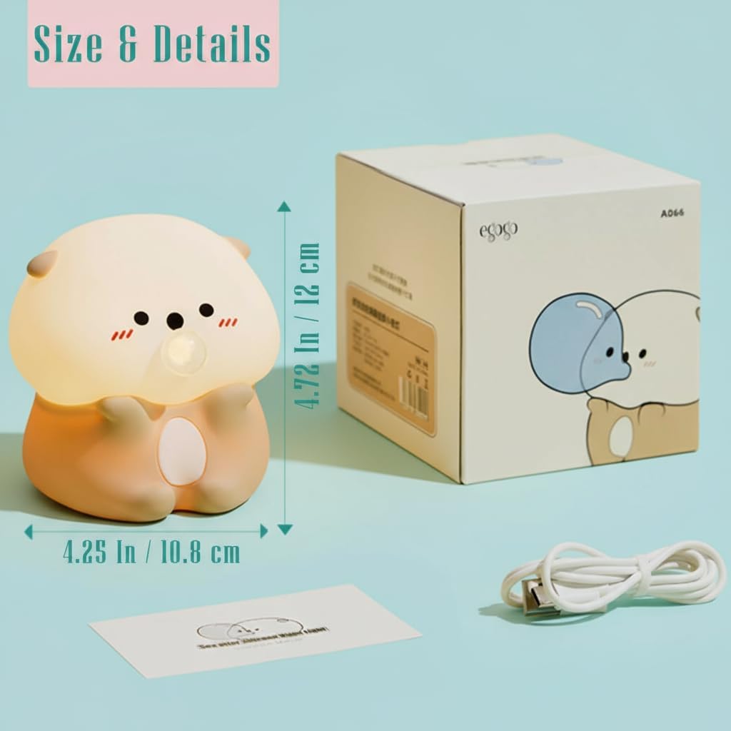 Bubble Blowing Sea Otter Night Light, Otter Gifts, Soft Silicone Lamp with Warm Light and RGB Changing, Breastfeeding Nursery Portable…