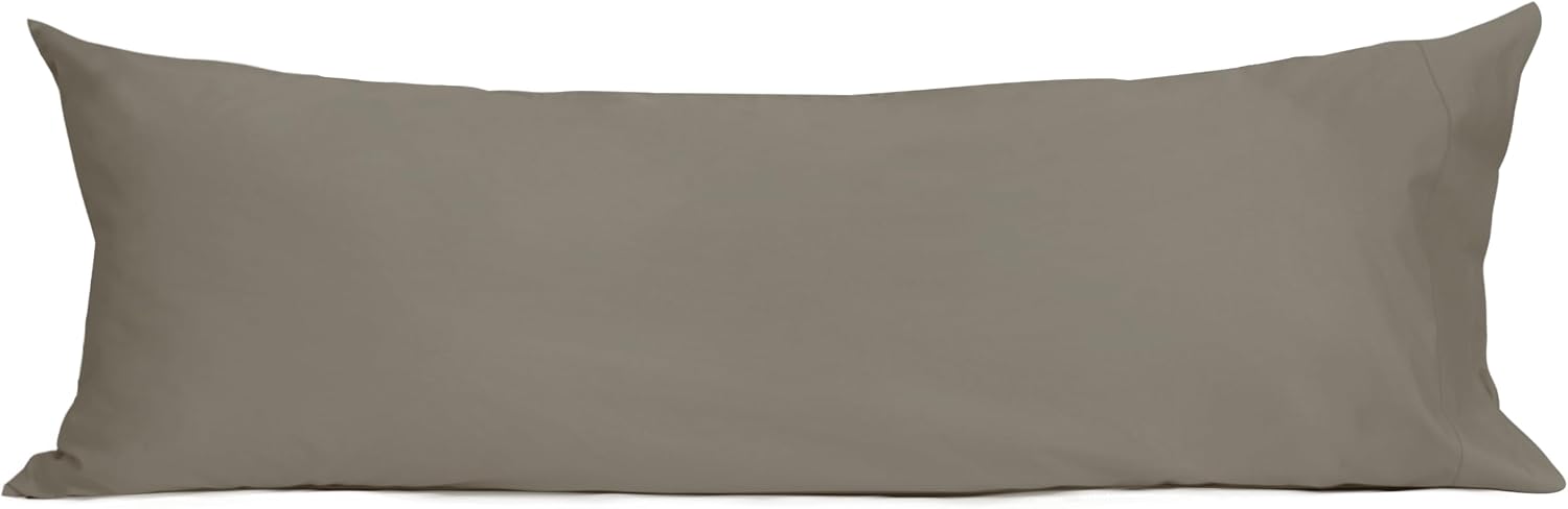 Sunflower Body Pillowcase 100% Cotton Long Pillow Cover/Case Envelope Closure 1 Pack, 20×54 inches Taupe Gray, Soft and Breathable