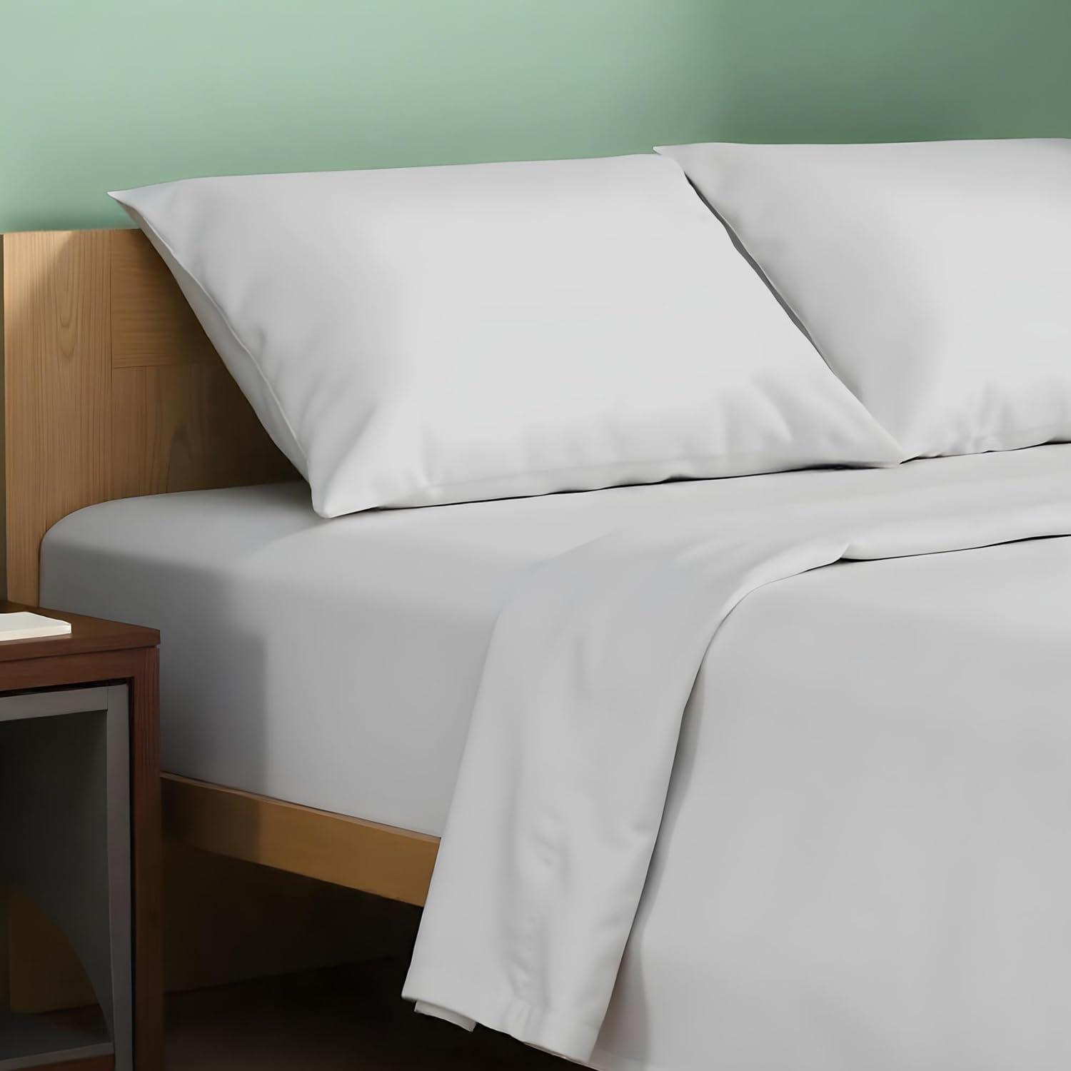 TEXAS LINEN CO. 100% Organic Cotton Sheets Queen Size - 4 PC Organic Cotton Queen Percale Weave Sheet Set, Soft, Cooling, Crisp &…