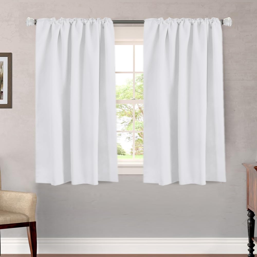 H.VERSAILTEX White Curtains Thermal Insulated Window Treatment Panels Room Darkening Privacy Assured Drapes for Living Room Bac…