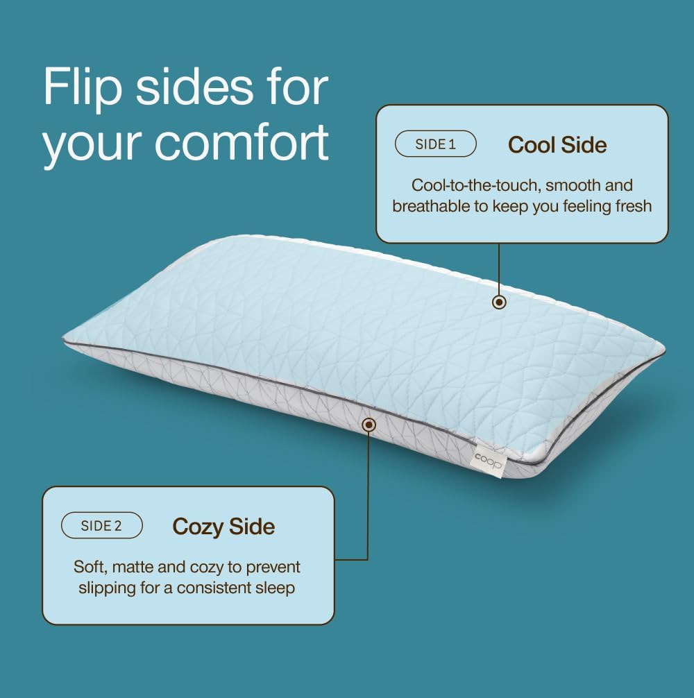 Coop Home Goods Cool Side Pillowcase, Queen Size Cooling Pillow Case for Hot Sleepers, Two-Sided Pillow Covers, Cozy Side & Cool Side…