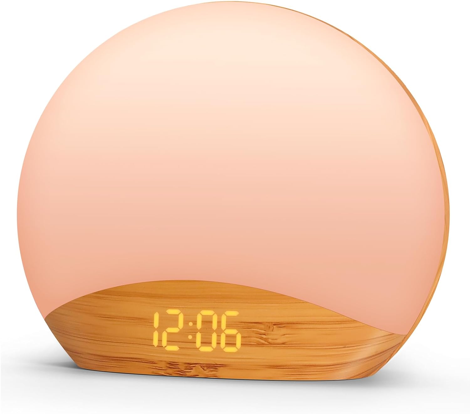 REACHER Wood Grain Sunrise Alarm Clock and Sound Machine Nightlight, Digital Dimmable Clock for Bedroom, 26 Sleep Sounds, White Noise…