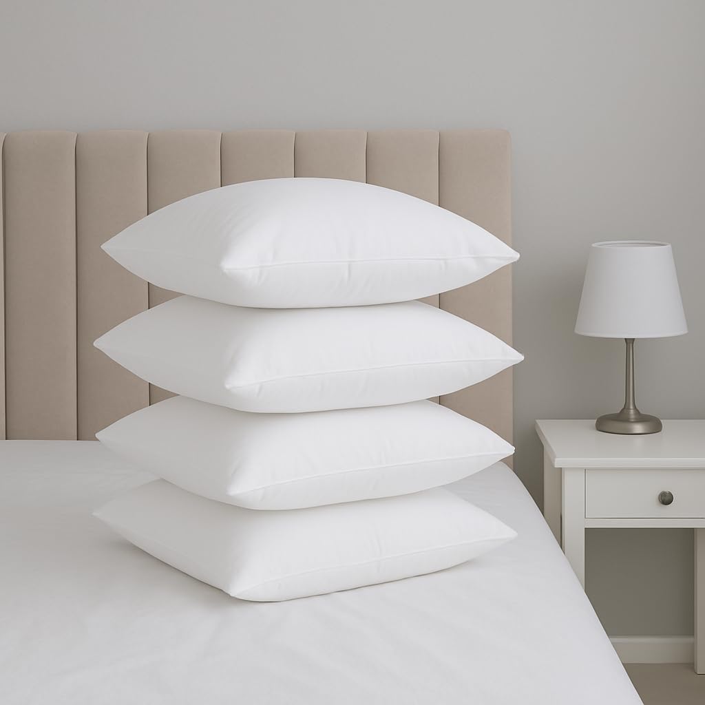 linensland® Pillowcases Set of 4 – White 100% Cotton Percale – Soft & Breathable Pillow Covers – Cotton with Envelope Closure – 20" x 30"…