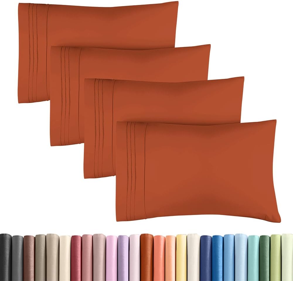 Standard Pillow Cases Set of 4 - Ultra Soft Hotel Quality Pillowcase Covers - Comfy Bedding for Women, Men, Kids & Teens - Machine…