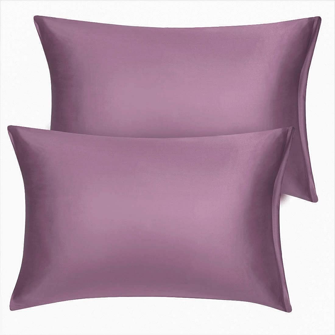 uxcell King Satin Pillowcase with Zipper, Super Soft and Luxury, Silky Pillow Cases Covers Set of 2, 21"x37", Mauve
