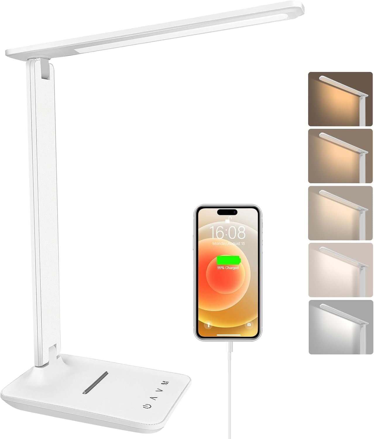 karidi LED Desk Lamp Dimmable Table Lamp with USB Charging Port, 5 Lighting Modes, Sensitive Control, Foldable Portable Desk Light for…