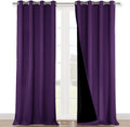 Nicetown 100% Blackout Curtains with Black Liner Backing, Thermal Insulated Curtains for Living Room, Noise Reducing Drapes, Royal Purple,…