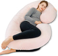 INSEN Pregnancy Pillow, Maternity Body Pillow with Velvet Cover, C Shaped Body Pillow for Sleeping, Warm Pink