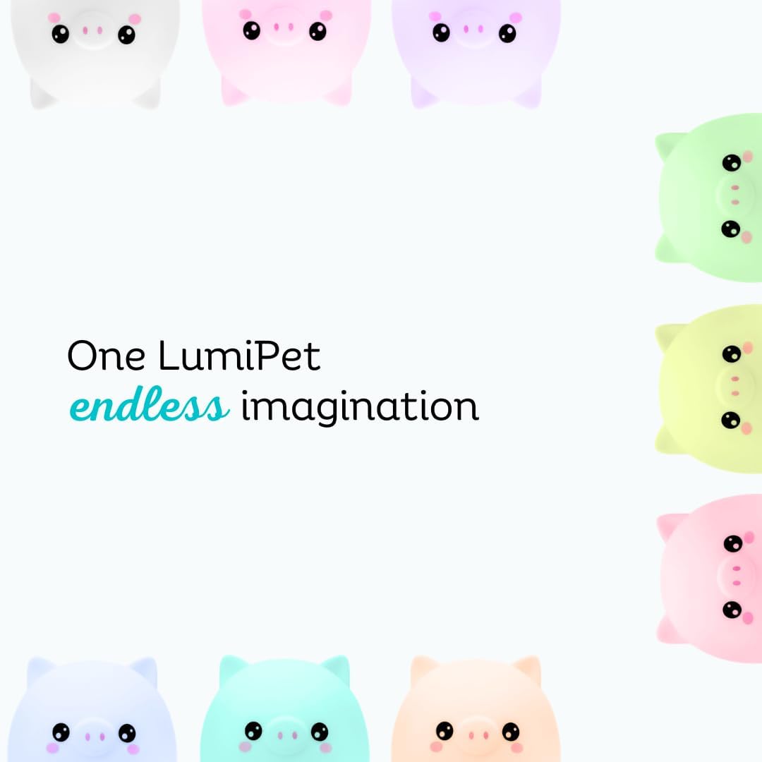 Lumipets Remote Control Silicone Night Light for Kids - Pig Design with 9 Soft Colors & Sleep Timer - Rechargeable, Battery-Operated Lamp…